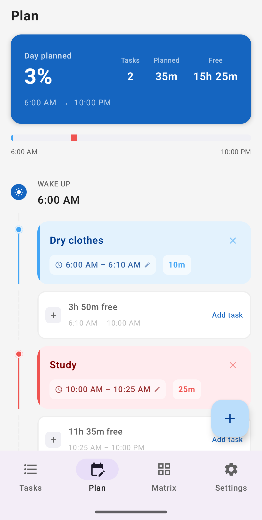 GetsDone day timeline screen